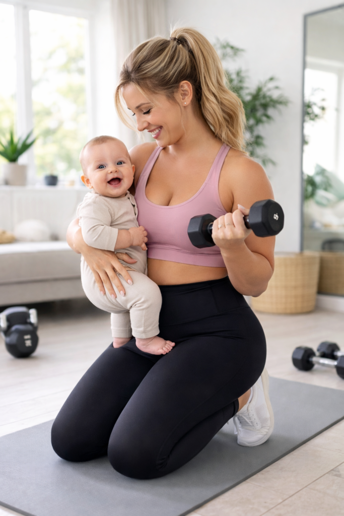 Nybliven mamma med bebis