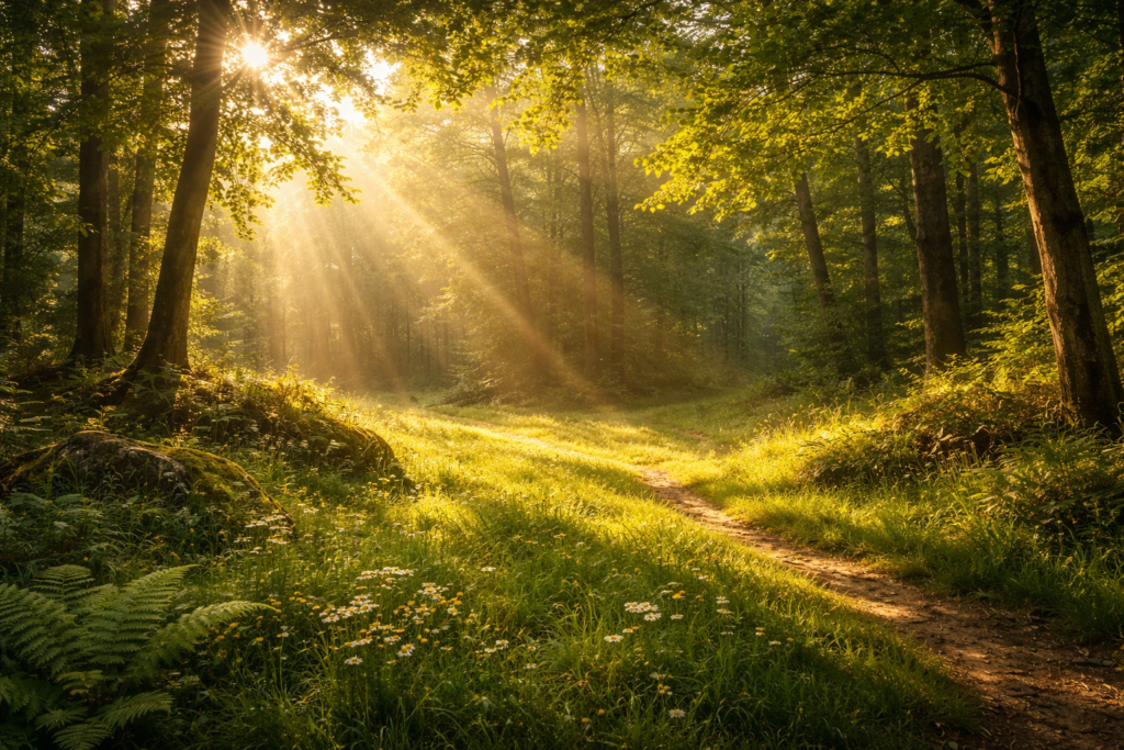 Soldränkt skogsglänta